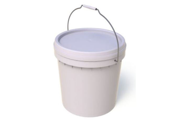 15L Plastic Bucket with Lid Plain White